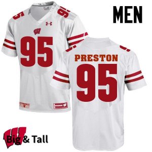 Men's Wisconsin Badgers NCAA #95 Keldric Preston White Authentic Under Armour Big & Tall Stitched College Football Jersey YP31P40ME